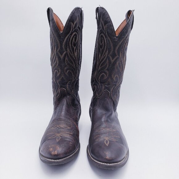 Laredo Men's Cowboy Boots Brown Leather Pointed Toe Embroidered Size 11 - Picture 3 of 9